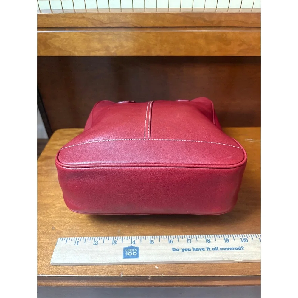 Coach Red Leather Tote‎ Bag Vintage B3S-7776 Shoulder Bag Contrast Stitching